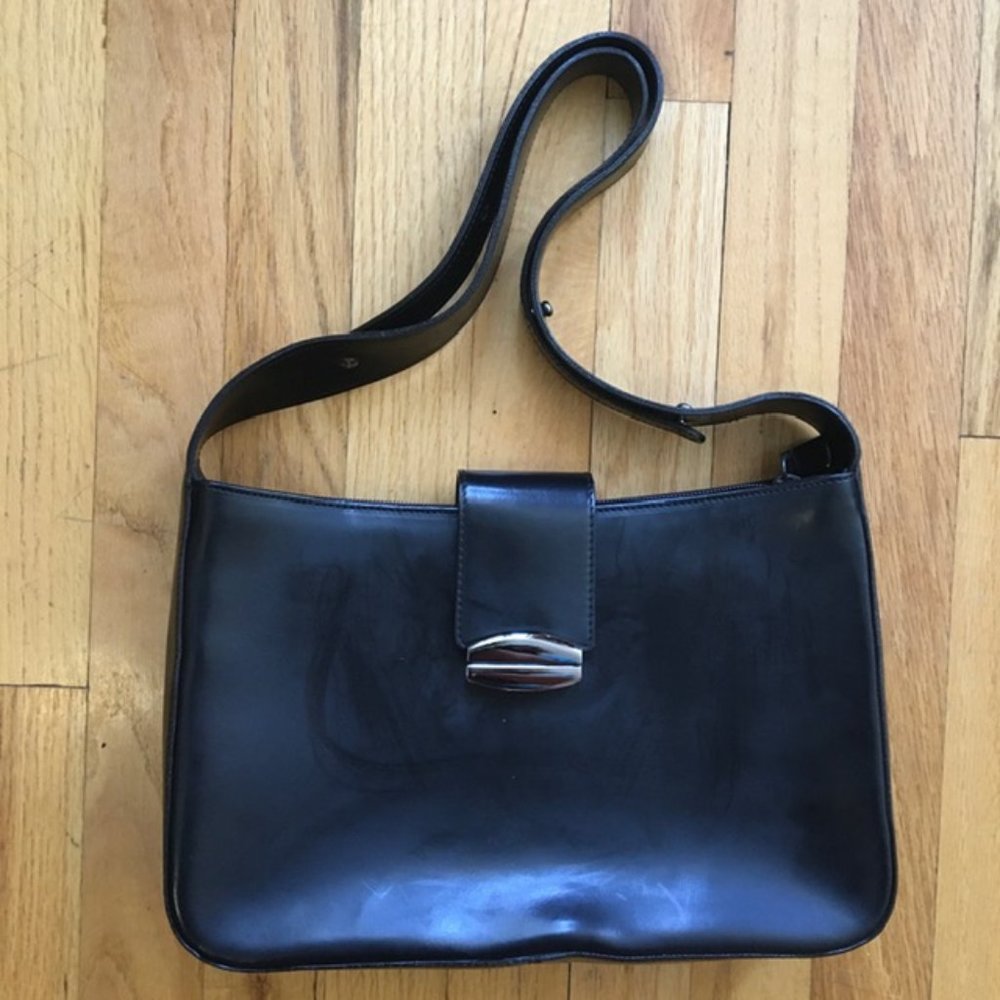 Barbara Milano Black Structured Leather Bag Purse